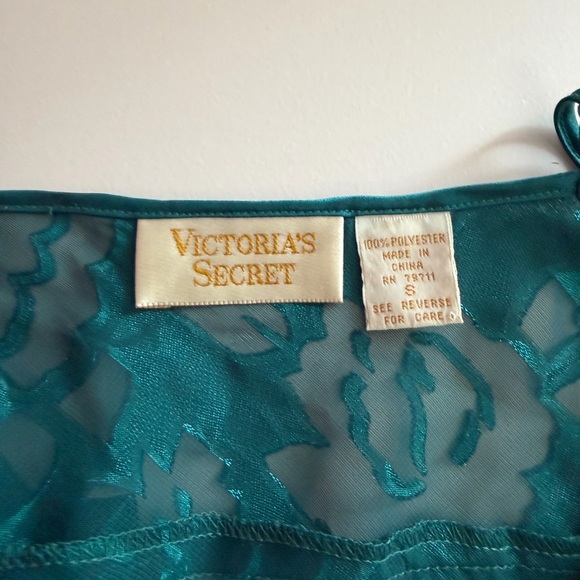 Vintage 90s Victoria’s Secret Green Satin Burnout Floral Maxi Slip Dress Small - Picture 8 of 11